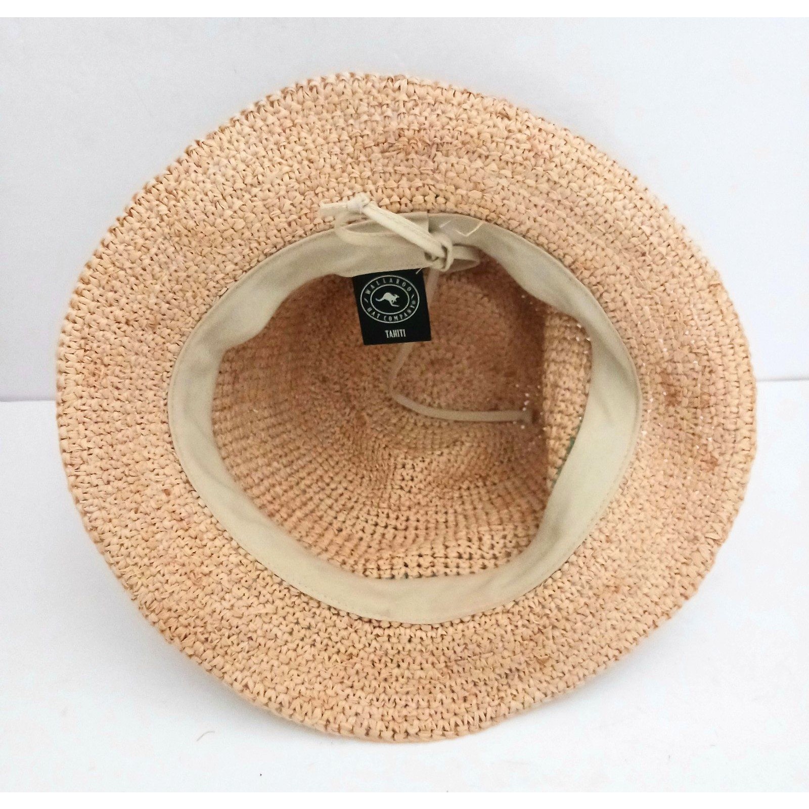 Wallaroo Hat Co Tahiti Fedora 100% Raffia Turquoise Band W Matching Stones O/S — image 8 of 8